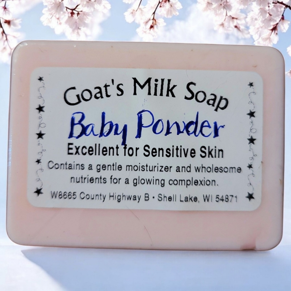 HP Home-made Amish Goat's Milk Soap Bar "Baby Powder" Sensitive Skin Borntregers